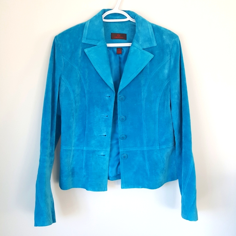 Bright Blue Danier Leather Jacket